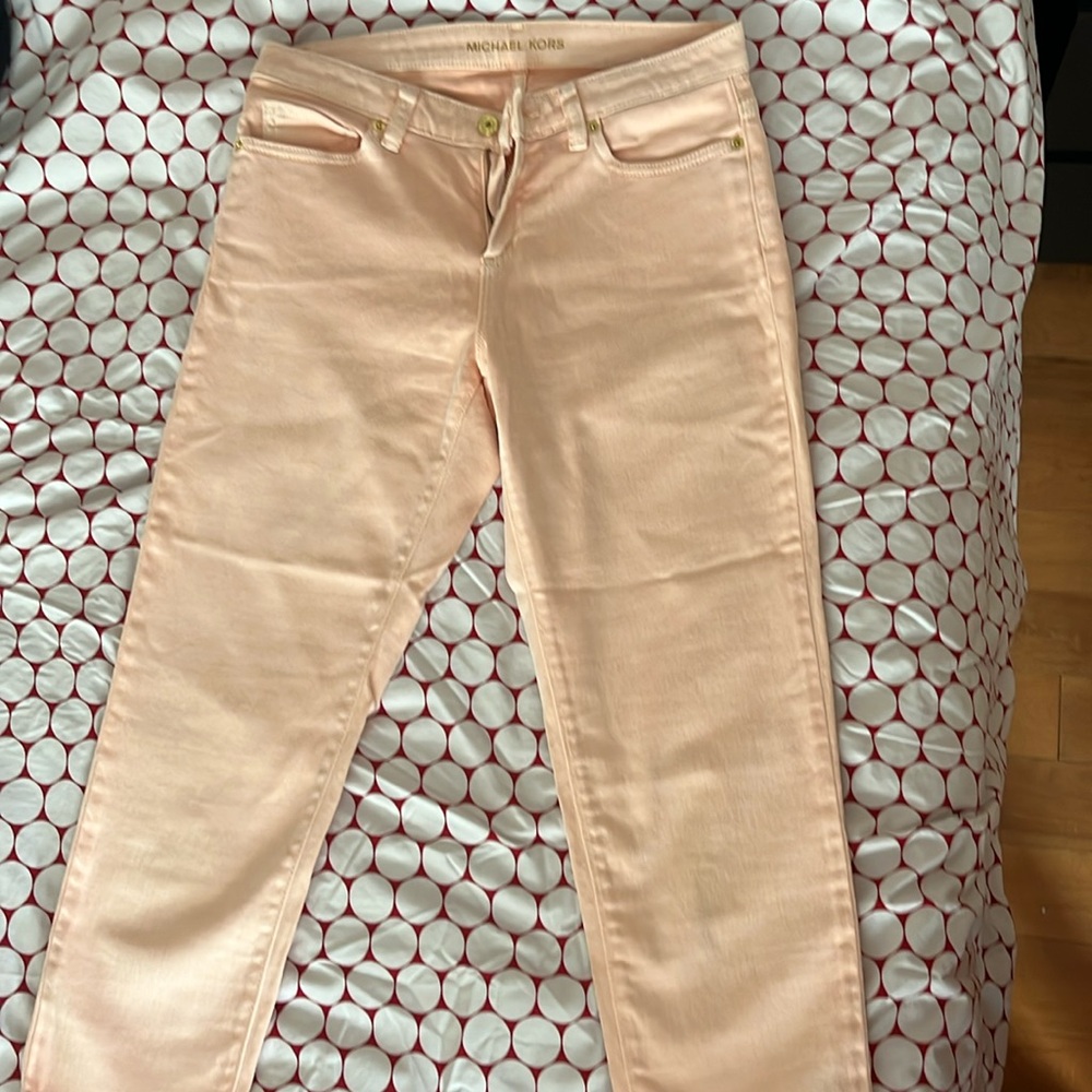 Michael Kors Izzy Cropped Skinny Jeans Peach